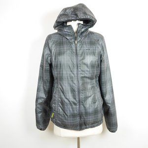 LOLE Gray & black plaid hooded puffer jacket coat